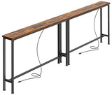SUPERJARE 78.8 inch Narrow Console Table with Outlet, Sofa Tables, Behind Couch Table, Long Entryway Tables with Charging Station, for Living Room, Rustic Brown SUPERJARE