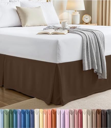 Utopia Bedding Full Bed Skirt - Soft Quadruple Pleated Ruffle - Easy Fit with 16 Inch Tailored Drop - Hotel Quality, Shrinkage and Fade Resistant (Full, Brown) Utopia Bedding