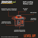 Johnson Level & Tool 40-6543 Self-Leveling Rotary Laser with GreenBrite Technology, 13.58", Green, 1 Kit Johnson