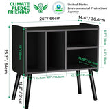 UODERS Record Player Table, Mid-Century Record Player Stand with Vinyl Storage Hold Up to 150+ Albums, Vinyl Record Cabinet with Adjustable Shelves, Wood Turntable Stand for Music Living Room (Black) UODERS
