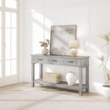 GarveeHome Entryway Table, Console Table with 3 Storage Drawers, 3 Tier Farmhouse Wooden Sofa Table, Hallway Tables for Entryway, Living Room-Grey GarveeHome