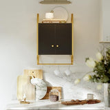 Bestier Floating Shelves for Wall, Bathroom Wall Cabinet with 2 Door and Towel Rack, Wall Shelves for Kitchen, Bedroom, Living Room, Bathroom, Office, Classic Black Bestier