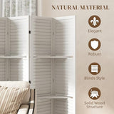 HOMCOM Room Divider, 6 Panel 67" Tall Wood Privacy Screen with 3 Display Shelves, and Folding Storage for Bedroom or Home Office, White HOMCOM