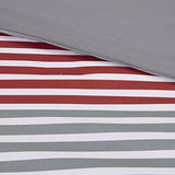 Comfort Spaces Comforter Sets with Sheets - Bed in a Bag 9 Pieces Teen Bedding Sets , Red and Grey Stripes Bedding Full, College Full Bed Set with 2 Side Pockets Bedroom Organizer Comfort Spaces