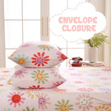 Yibeizi Cute Floral Sheet Set for Girls, Full Size Kids Flower Patterned Bedsheet Microfiber Deep Pocket Bedding Sheets & Pillowcases 4 Pieces Yibeizi