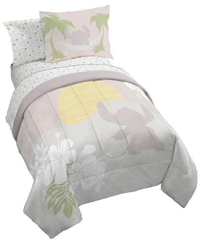 Jay Franco Disney Lilo and Stitch Twin Size Comforter Set - 5 Piece Bedding Includes Sheet Set & Pillow Covers - Super Soft Cozy Bedding Jay Franco