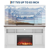 Garvee 58" Farmhouse Fireplace TV Stand, Entertainment Center with Open Storage Cabinets for TVs Up to 75", Media Console for Living Room,White Garvee