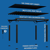 Backyard Discovery Stratford 16' x 12' Traditional Galvanized Steel Pergola Kit with Shade Sail Canopy, Powder-Coated Finish, All-Season Durability, High-Wind Rating for Outdoor Patio, Deck, Garden Backyard Discovery