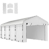 Outsunny Carport Replacement Sidewall Panels Set of 4 for 10' x 15' Carports, UPF50+ Waterproof PE Tarp Replacement Side Wall Cover with Zipper Door, Top Cover and Frame Not Included, White Outsunny
