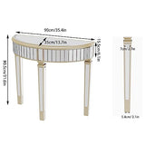 Artloge Half-Moon Mirrored Console Table Tall Semi Circle Entryway Desk 3 Legs Artloge
