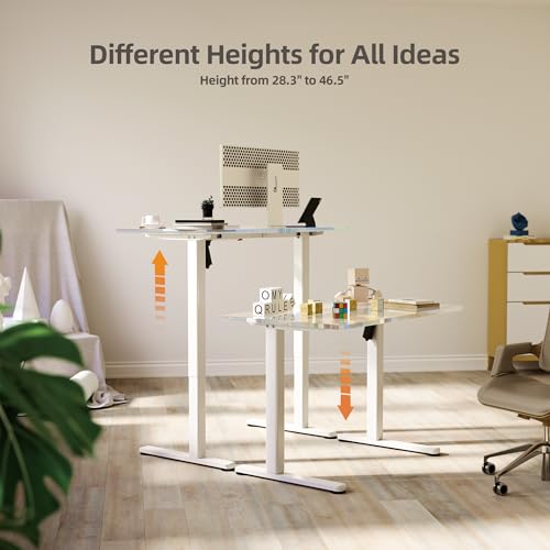 Claiks Standing Desk Frame, Electric Stand Up Desk Legs Frame Workstation Up to 63",C-Shaped Adjustable Standing Computer Desk for Home and Office, (White Frame only) Claiks