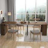 KEIKI 23.62”-118”L Extendable Foldable Dining Room Table with Storage Cabinet & Outlet, 1-10 People Wood Modern Rectangle Expandable Furniture for Kitchen Living Meeting Room, 6 Length Options KEIKI