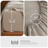 MooMee Bedding Sheet Set 100% Washed Cotton Linen Like Textured Breathable Durable Soft Comfy (Heathered Tannish Linen Grey, Twin) MooMee