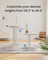 FEZIBO L Shaped Electric Corner Standing Desk, 55×32 inch Home Office & Computer Height Adjustable Table with 4 Memory Height Settings, Ergonomic Sit and Stand Desk with Splice Board, White Top FEZIBO