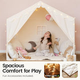 Tiny Land Kids Tent with Mat and Star Lights, Indoor Playhouse for Toddlers, 57"x36"x52" Large Reading Nook for Girls & Boys, Modern Bed Canopy for Kids Room, Teepe Tent