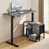 Homiflex 47 Inch L Shaped Standing Desk with 3 Drawers Electric Standing Desk with Storage Computer Desk Adjustable Height Desk with Power Outlets 4 Memory Presets for Home Office Grey Homiflex