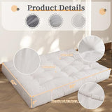 KOZIDO 8” Queen Size Futon Mattress Sofa Bed, Extra Thick Foldable Floor Mattress, Shredded Foam Filling for Adults/Teens/Pets with No Assembly Needed, Frame Not Included - Beige KOZIDO