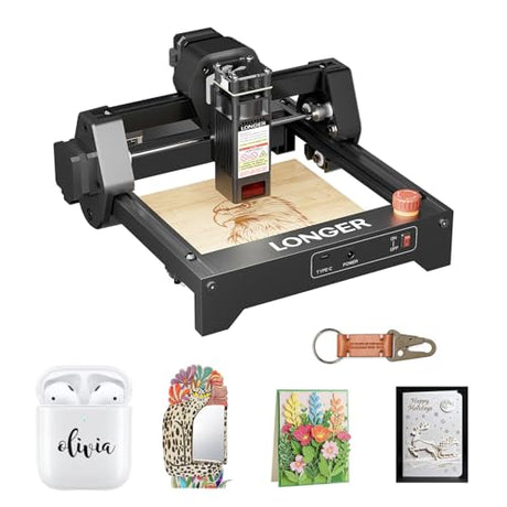 Longer Ray5 5.5W Mini Laser Engraver, DIY CNC, High-Speed Laser Cutter up to 12000 mm/min, Phone App Control, Engraving & Cutting Machine for Wood/Metal/Acrylic/Leather, 130×130 mm Working Area, Longer
