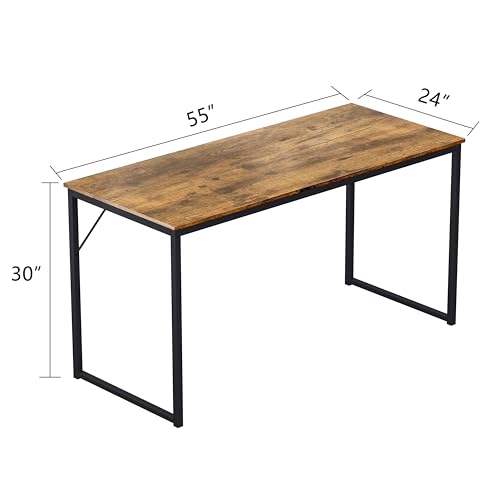 HUAXIN LUCKY 55 inch Computer Desk,Simple PC Laptop Office Study Writing Table Workstation Dining Gaming Desk for Home Office Adults,Vintage - WoodArtSupply