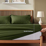 Homiest Extra Deep Pocket Queen Size Sheets Set, 6 Pieces Soft Olive Green Sheets 18-24 Inch Deep Pocket Bed Sheets, Hotel Luxury 1800 Thread Count Microfiber Bed Set Fits Ultra Deep Mattress Homiest