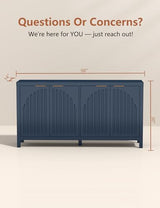 SAHISTCT 58" Modern Fluted Sideboard Buffet Cabinet with Storage, Modern Credenza with Arched Doors, Coffee Bar Table, Wood Media TV Console Table Credenza for Living Room Hallway Entryway (Blue) SAHISTCT