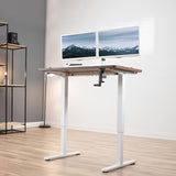 VIVO Compact Hand Crank Stand Up Desk Frame for 37 to 77 inch Table Tops, Ergonomic Standing Height Adjustable Base with Foldable Handle, White, DESK-M051MW VIVO