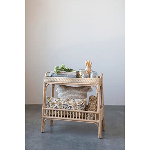 Creative Co-Op Hand-Woven Bamboo and Rattan Shelf Console Table, 33" L x 14" W x 33" H, Natural - WoodArtSupply