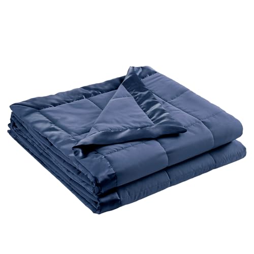 Madison Park Windom Down Alternative Blanket, Premium 3M Scotchgard Moisture Wicking Treatment, Lightweight and Soft Bed Cover For All Season, Satin Trim, Navy Full/Queen Madison Park