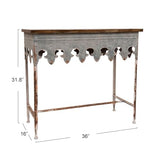 Creative Co-Op Metal Scalloped Edge Table with Zinc Finish and Wood Top Creative Co-Op