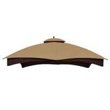 Hugline Outdoor Replacement Canopy Top Double Tier Gazebo Roof Cover for Lowe's Allen Roth 10x12 Gazebo #GF-12S004B-1 (Khaki) Hugline