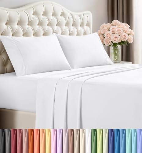 Utopia Bedding Full Sheet Set 4 Piece Bed Sheets for Full Size Bed, Hotel Luxury, Extra Soft, Cooling Bed Sheets - Wrinkle, and Fade Resistant (White) Utopia Bedding