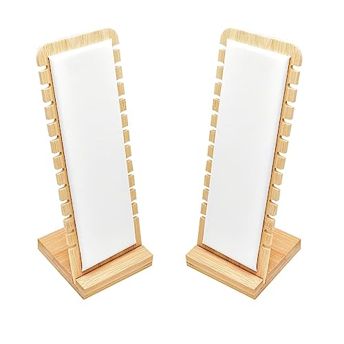 Golden Strawberry 2 Pack Bamboo Panel Jewelry Necklace Tabletop Display Boards Stand (White) Golden Strawberry