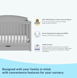 Graco Bellwood 5-in-1 Convertible Crib with Drawer (Pebble Gray) - GREENGUARD Gold Certified, Full-Size Storage Drawer, Converts to Toddler Bed and Full-Size Bed STORK CRAFT