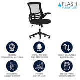 Flash Furniture Kelista Mid-Back Swivel Office Chair with Adjustable Seat Height, Ergonomic Mesh Desk Chair with Flip-Up Armrests, Black Flash Furniture