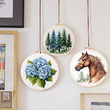 DIY Cross Stitch Kits Red Cardinal on Tree with Hoop 11CT Needlepoint Embroidery Stamped Counted Cross Stitch Set Craft Wall Decor 20x20cm-4