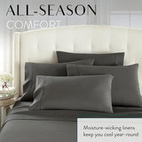 Danjor Linens Bed Sheet Set King Size for Hot Sleepers, Hotel Premium Sheets with 4 Pillowcases, Lightweight Brushed Microfiber Deep Pockets, Breathable Cooling 6 Piece Bedding Sets, Gray Danjor Linens
