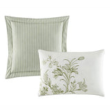 Laura Ashley Home - King Duvet Cover Set, Reversible Cotton Bedding, Includes Matching Shams with Bonus Euro Shams & Throw Pillows (Natalie Green, King) Laura Ashley