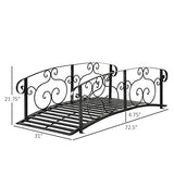 Outsunny 6' Metal Arch Backyard Garden Bridge, Safety Siderails, Arc Footbridge for Backyard Creek, Stream, Pond, Black Outsunny