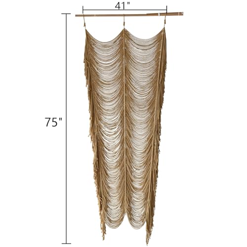 Macrame Curtain Boho Curtain Room Divider Doorway Wall Decor Fiber Yarn Art Craftsmanship Bedroom Wedding Backdrop 41" W x 75" L（1 Panel Flber