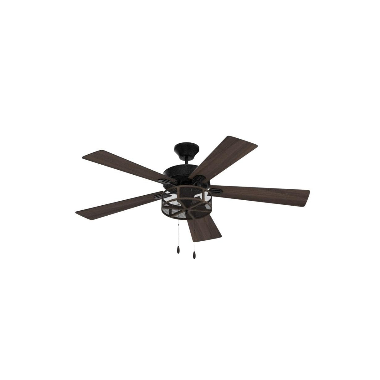 RIVER OF GOODS 52 Inch LED Modern Farmhouse Ceiling Fan with Light - Rustic Ceiling Fans with Lights - Elegant Industrial Fan with Mesh Metal Caged Shade - Brown RIVER OF GOODS