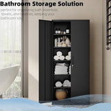 GUIZEEOPO Garage Storage Cabinet with Doors and Shelves, Metal Storage Cabinet with 5 Adjustable Shelves, Kitchen Pantry Cabinet, File Cabinets for Home Office, Filing Cabinet, 71'H, Matte Black GUIZEEOPO