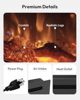 EUHOMY 60 Inch Electric Fireplace Recessed Wall Mounted with Remote Control, Fireplace Heater with Adjustable Flame Color, Linear Fireplace with Timer, Log & Crystal, 750/1500W (2026 Upgrade) E EUHOMY