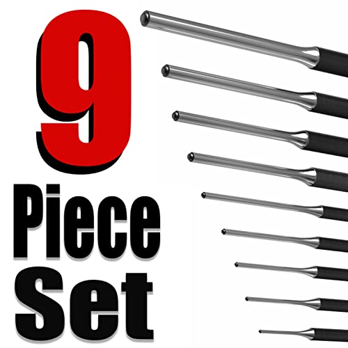TuffMan Tools, Roll Pin Punch Set 9pc Craftsman Tool Set - Great Nail Punch for Gun Tool Kit Building and Removing Firing Pin with Tool Pouch TuffMan Tools