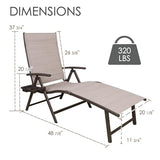 Kozyard Aluminum Outdoor Chaise Lounge Chair, Adjustable Reclining Patio Lounge with Drink Holder, Weather-Resistant Pool, Deck & Yard Recliner, Assemble-Free (1Pack, Beige)