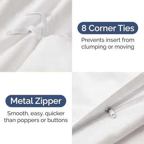 Duvet Cover Twin/Twin XL Size - Extra Soft Twin/Twin XL Size Duvet Cover - Lightweight, Breathable & Fade Free w/Zipper Closures & Ties - 68" x 90" Inches - (Antique White) Comforter Not Included CGK Unlimited