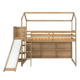 Harper & Bright Designs Kids Twin House Loft Bed with Slide, Storage Shelves, and LED Light Harper & Bright Designs