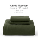 Bedsure 100% Muslin Cotton Duvet Cover Queen Size - Ultra-Soft, Breathable & Lightweight - Linen Like Gauze Comforter Cover Set with Button Closure and Corner Ties (Olive Green, Queen, 90"x90") Bedsure