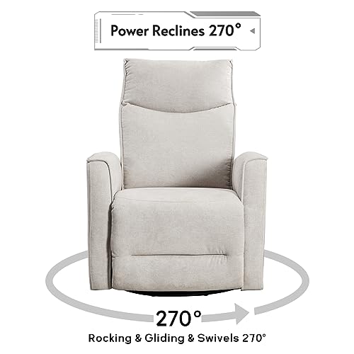 ANJ Power Swivel Recliner Chair, Glider Rocker Recliner with USB Port, Electric Nursery Recliners Sofa Rocking Chairs for Living Room, Bedroom（Grey）