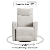 ANJ Power Swivel Recliner Chair, Glider Rocker Recliner with USB Port, Electric Nursery Recliners Sofa Rocking Chairs for Living Room, Bedroom（Grey）