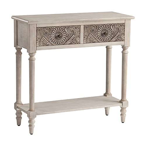 SUNBURY 31.5" W Vintage Console Table with 2 Drawers, Small Entryway Table with 2-Tier Storage Shelves,Beige Side Table for Living Room, Entryway SUNBURY